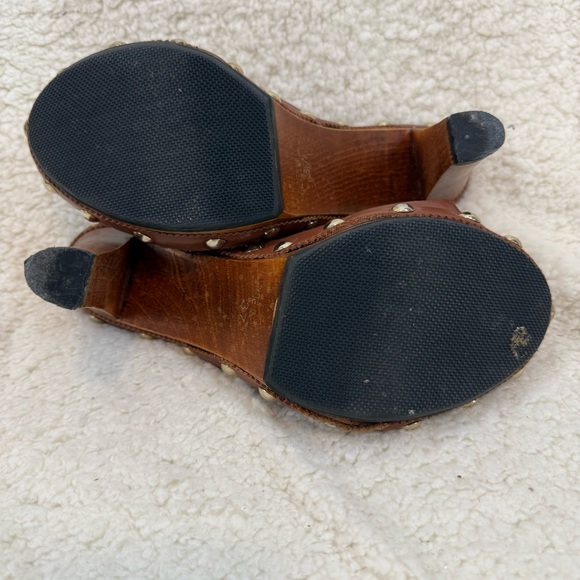 YSL Wood Heel Platform upper leather bow slides 37 - Picture 11 of 13